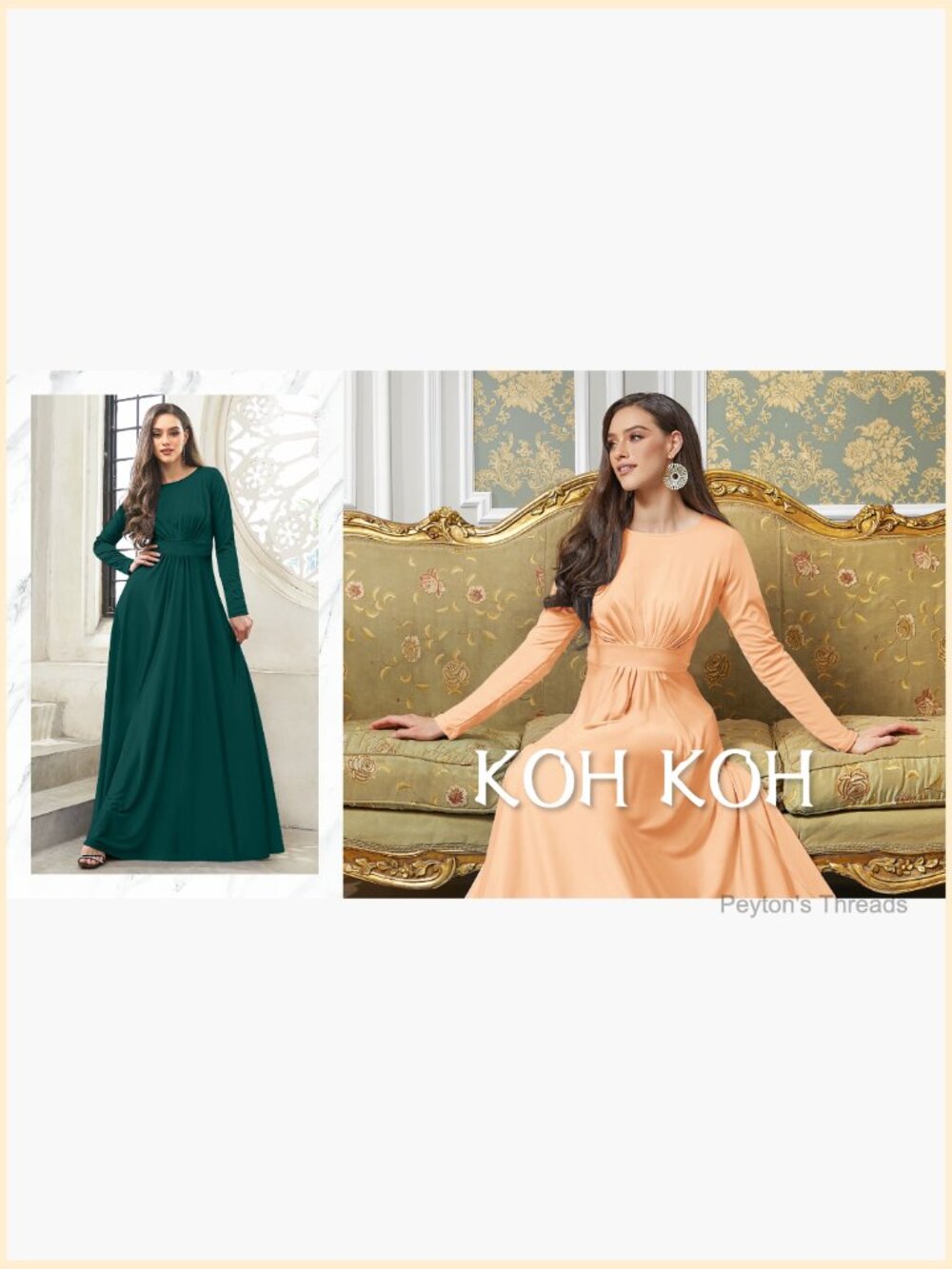 Long Sleeve Flowy Empire Waist Maxi Dress Gown - Picture 7 of 7